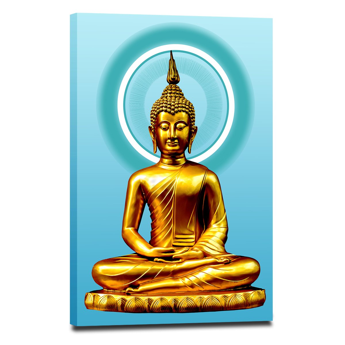 Turquoise Illuminated Buddha Canvas Wall Art