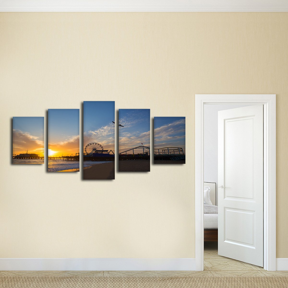 Ferris Wheel On The Pier Multi Panel Canvas Wall Art