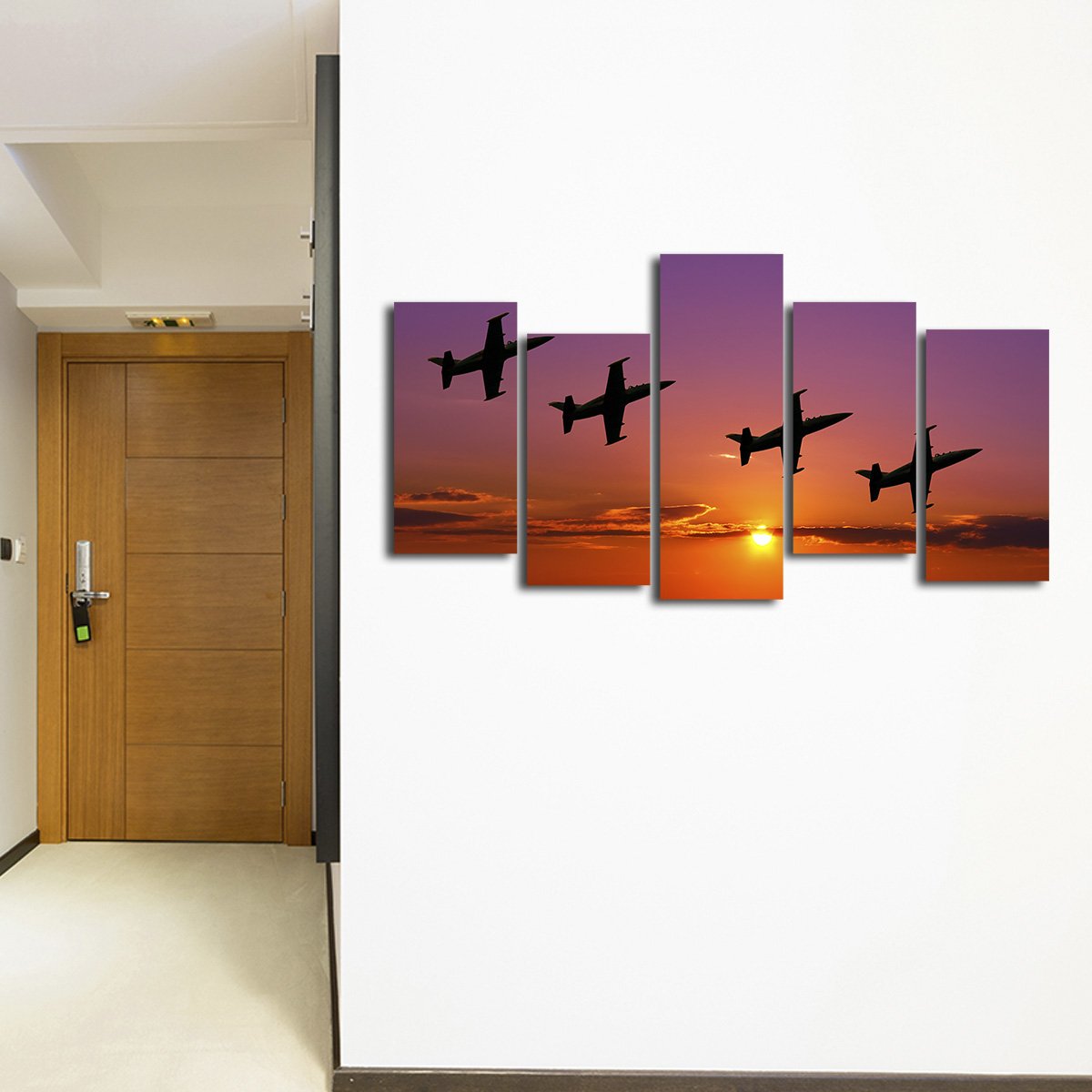 Fighter Jets at Sunset Multi Panel Canvas Wall Art