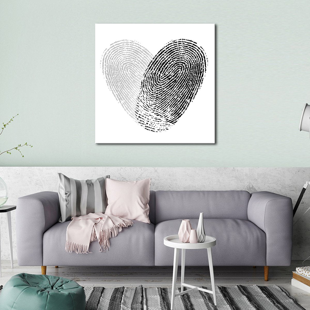 Fingerprint Heart Canvas Wall Art