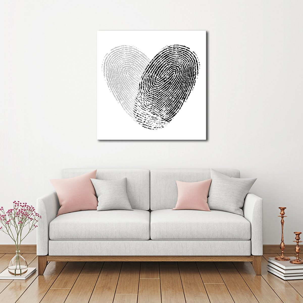 Fingerprint Heart Canvas Wall Art