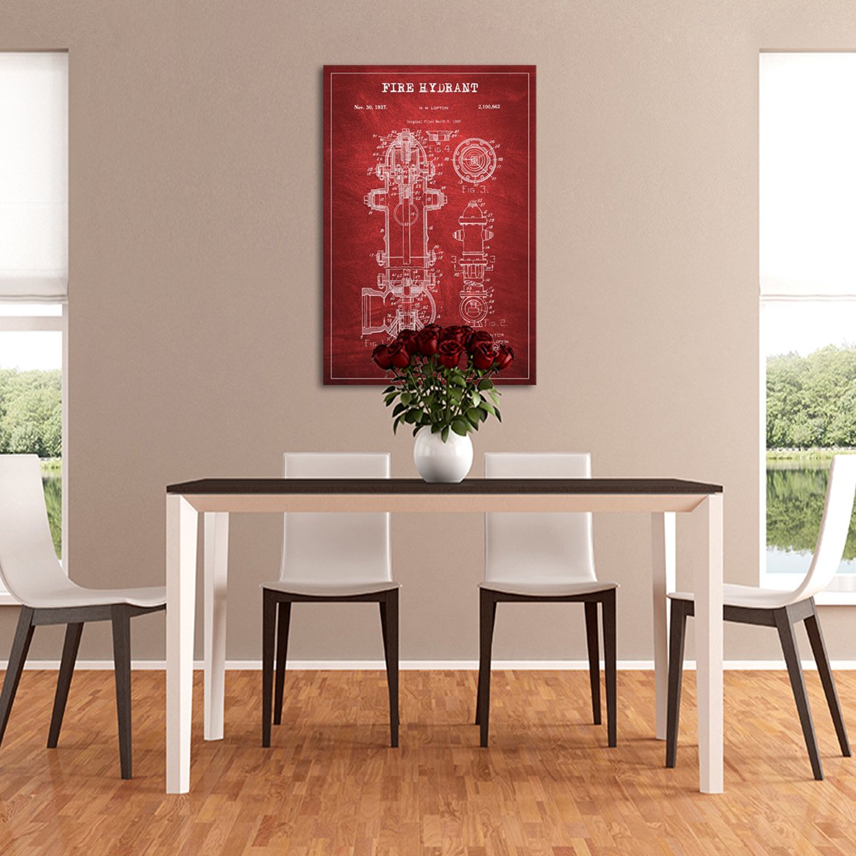 Fire Hydrant Patent Canvas Wall Art