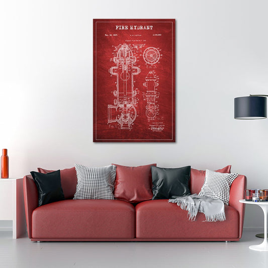 Fire Hydrant Patent Canvas Wall Art