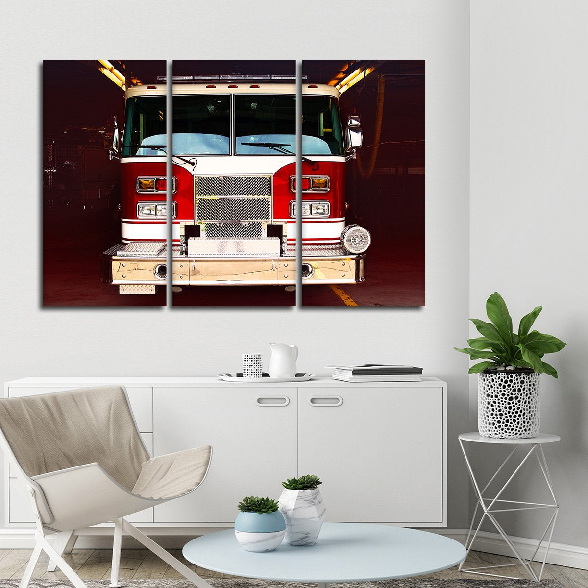Fire Truck Multi Panel Canvas Wall Art