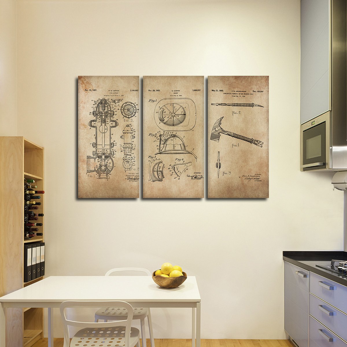 Firefighter Patent Compilation Multi Panel Canvas Wall Art