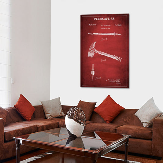 Fireman Ax Patent Canvas Wall Art