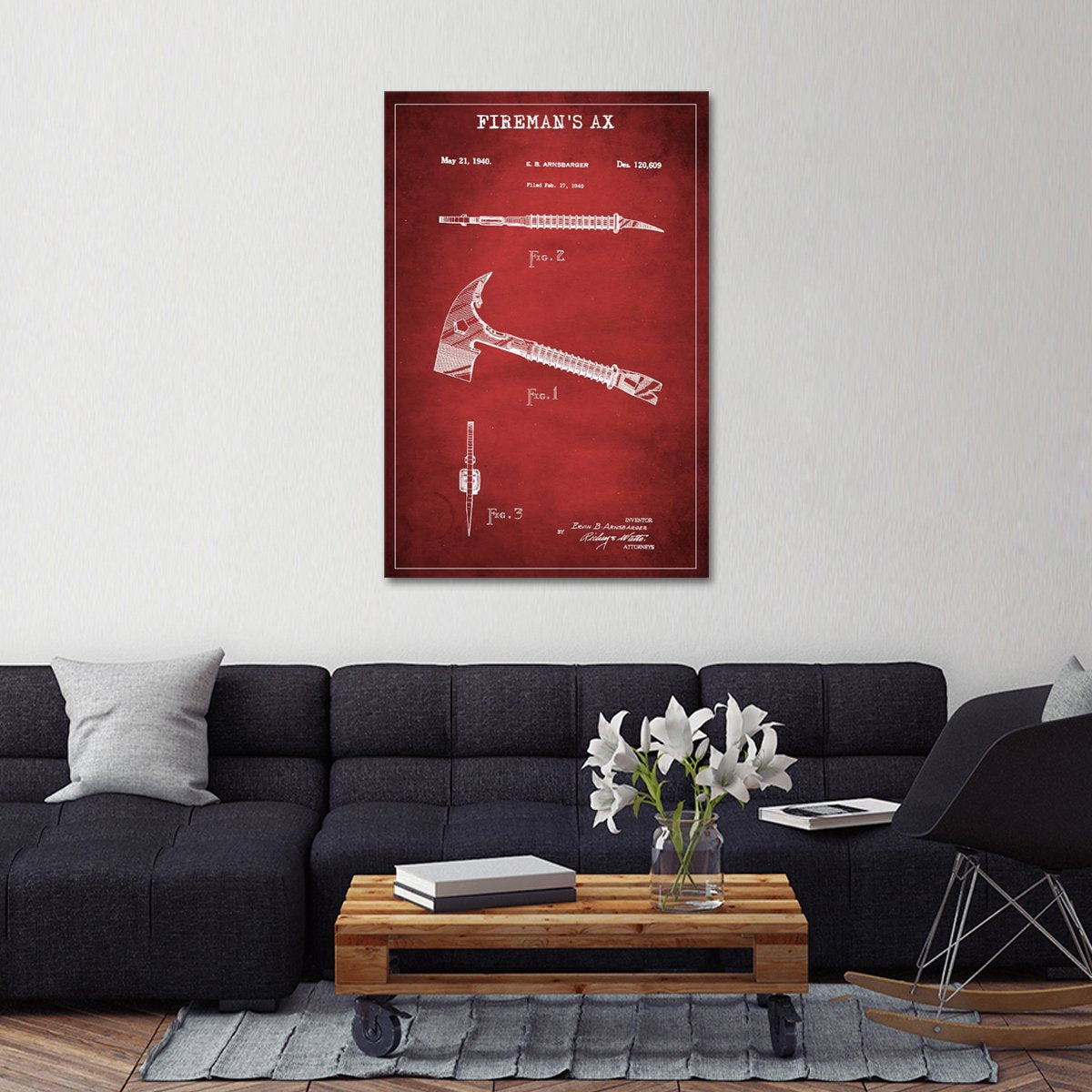 Fireman Ax Patent Canvas Wall Art