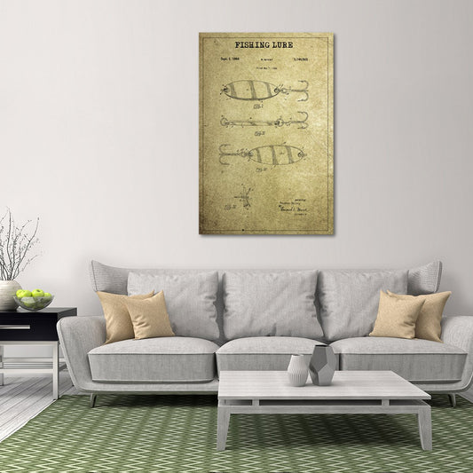 Fishing Lure Patent Canvas Wall Art