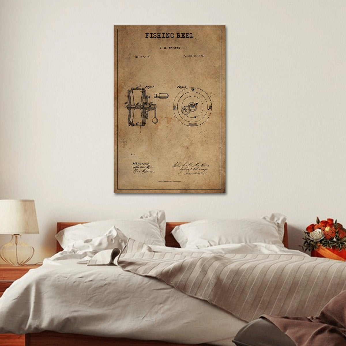 Fishing Reel Patent Canvas Wall Art