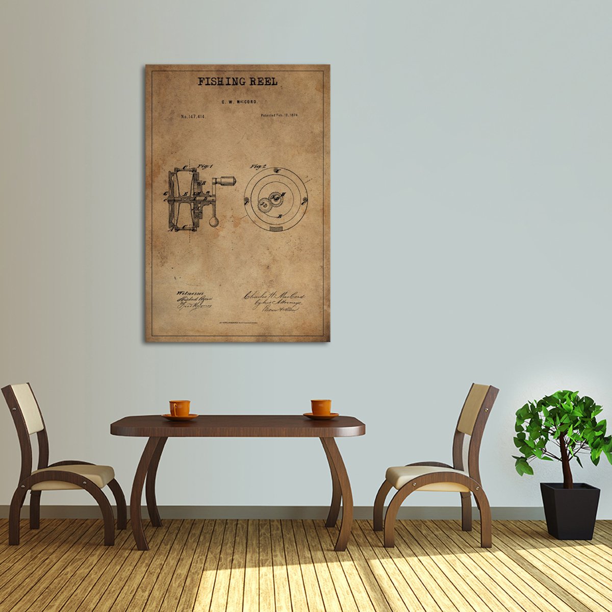Fishing Reel Patent Canvas Wall Art