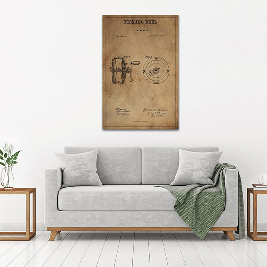 Fishing Reel Patent Canvas Wall Art