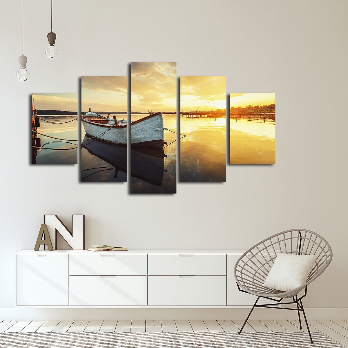 Fishing Boat Multi Panel Canvas Wall Art