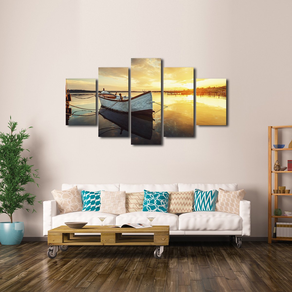 Fishing Boat Multi Panel Canvas Wall Art