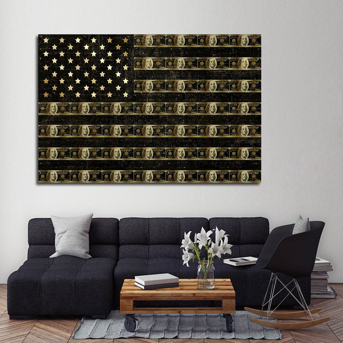 Flag Of Benjamins Multi Panel Canvas Wall Art