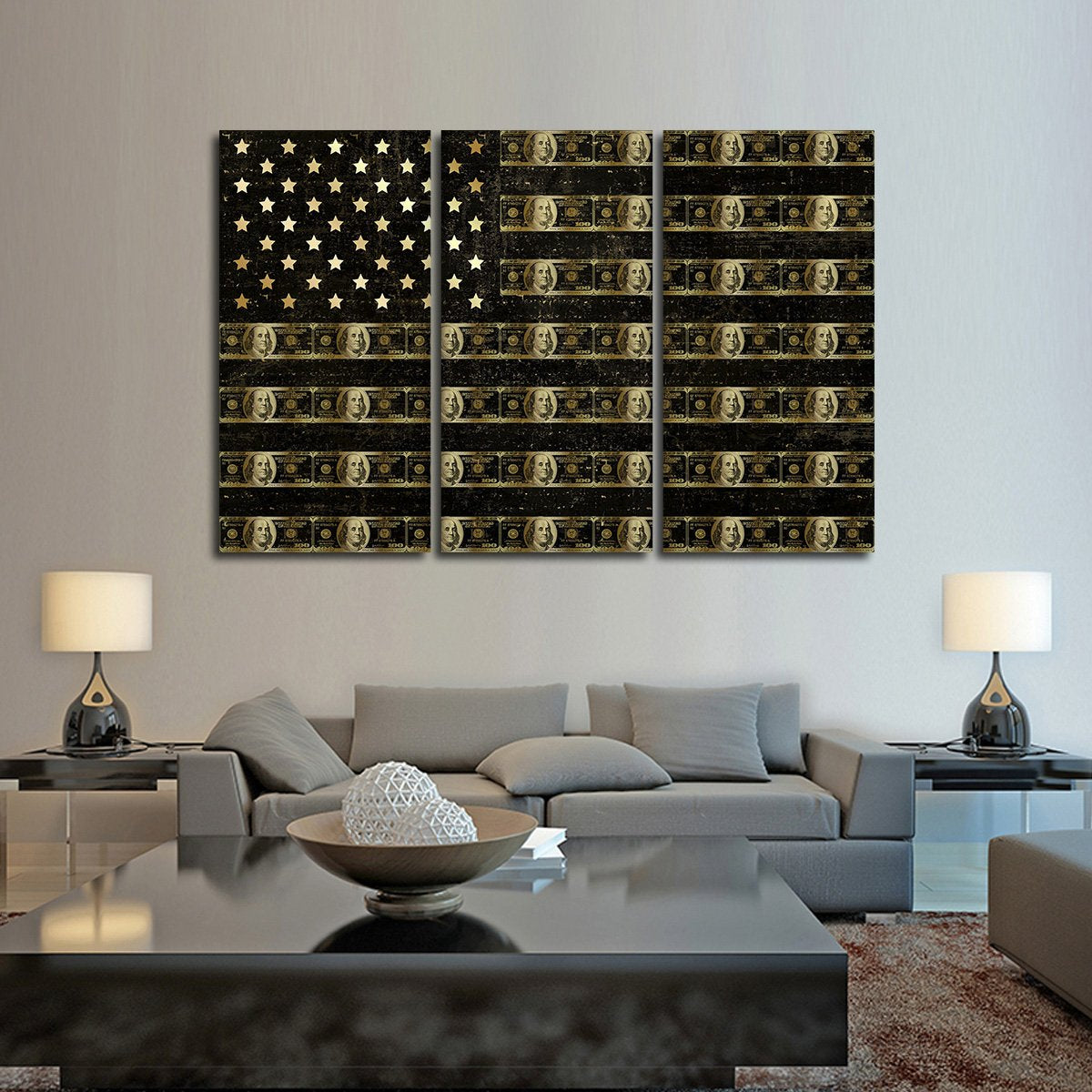 Flag Of Benjamins Multi Panel Canvas Wall Art