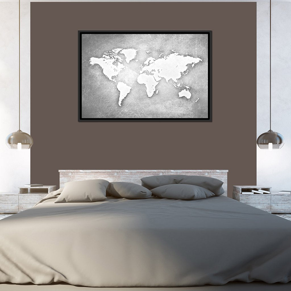 Platinum World Map Multi Panel Canvas Wall Art