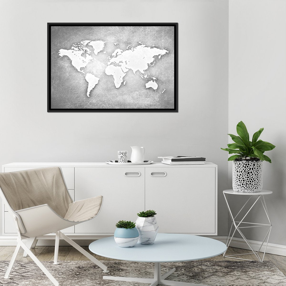 Platinum World Map Multi Panel Canvas Wall Art