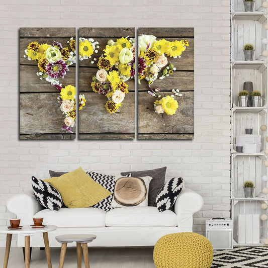 Floral World Multi Panel Canvas Wall Art
