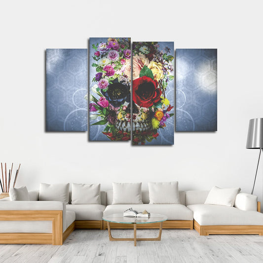 Flowered Skull Multi Panel Canvas Wall Art