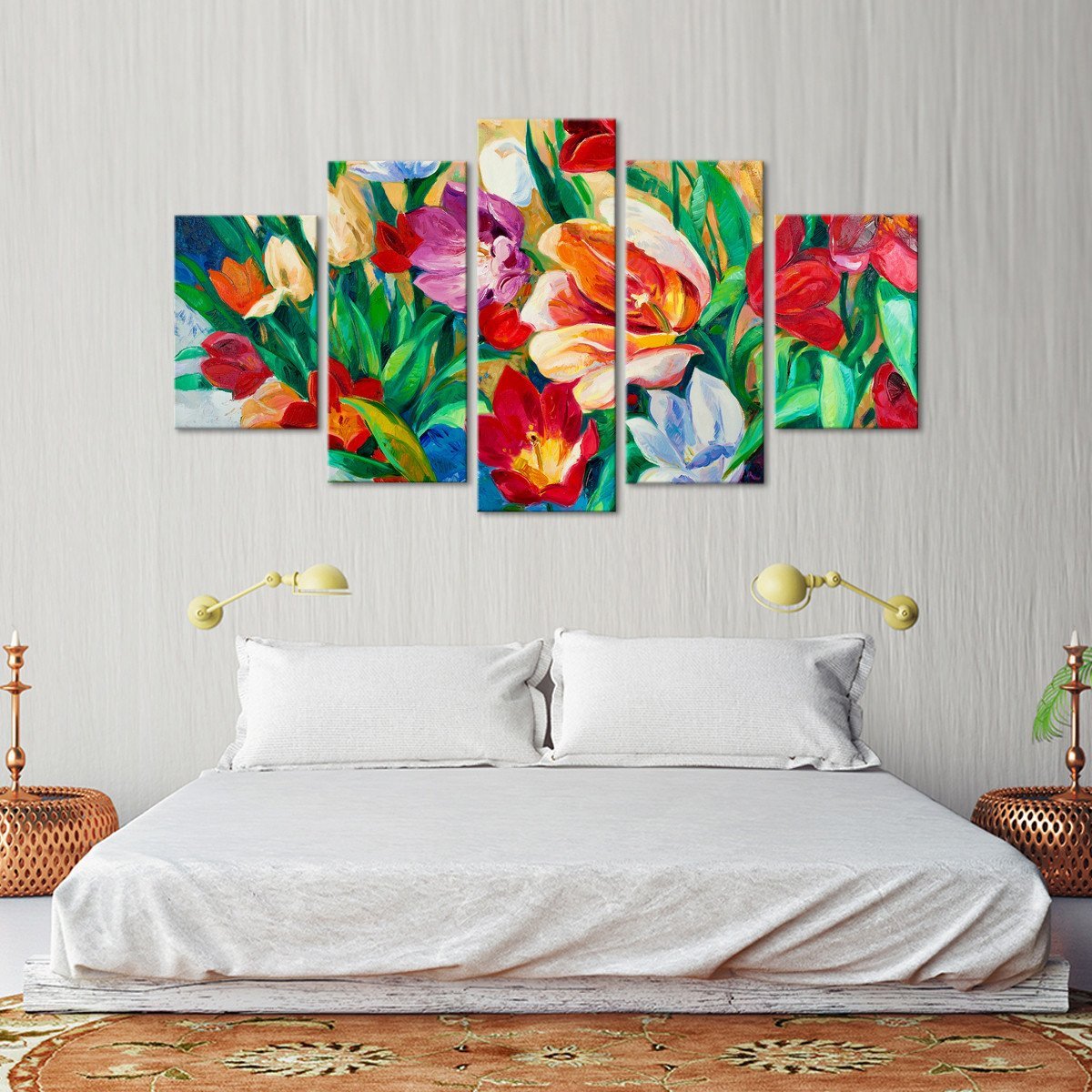Flowers Multi Panel Canvas Wall Art