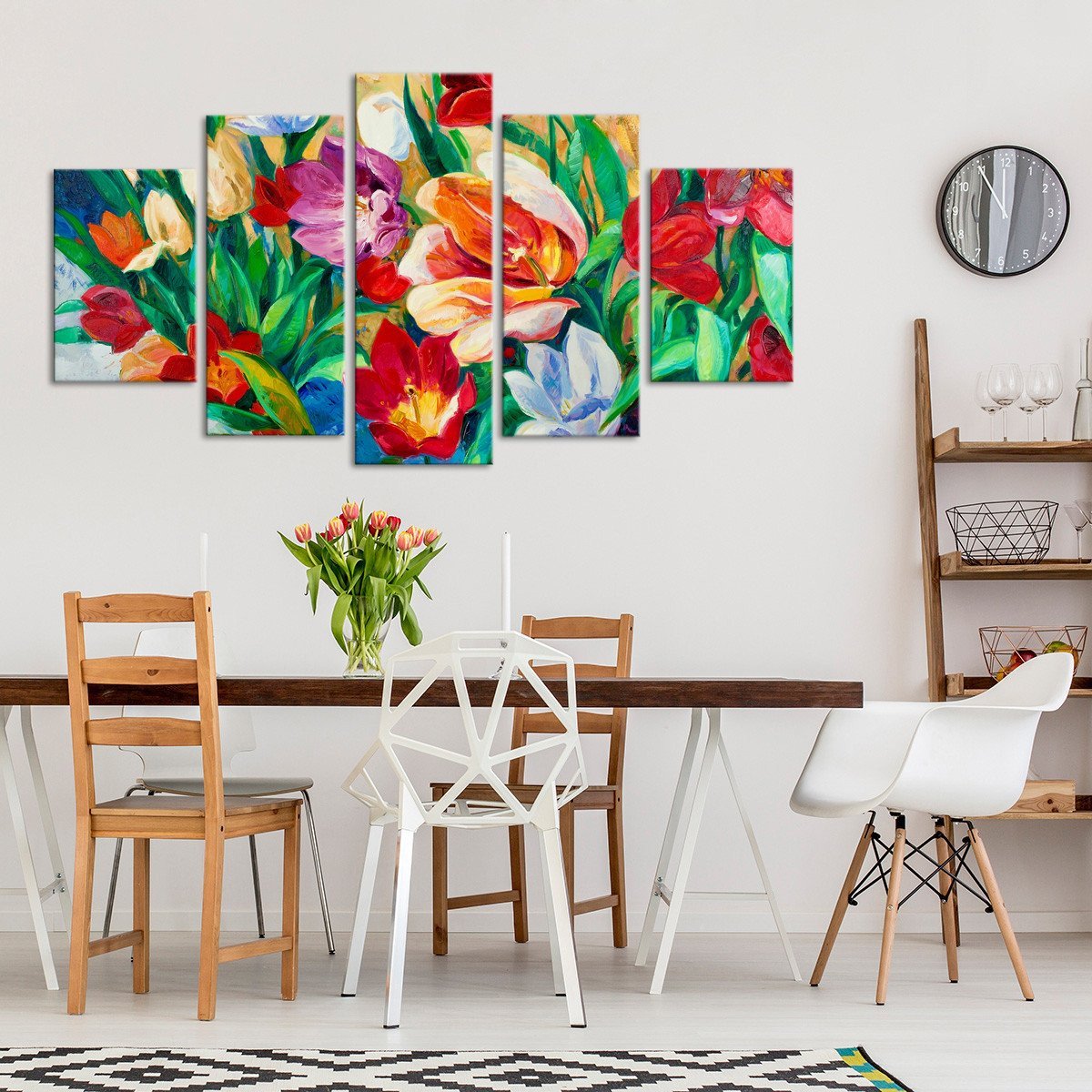 Flowers Multi Panel Canvas Wall Art