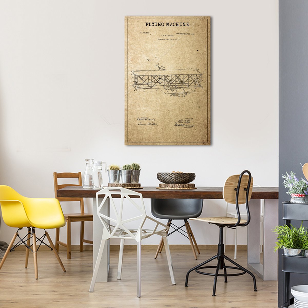 Flying Machine Patent Canvas Wall Art