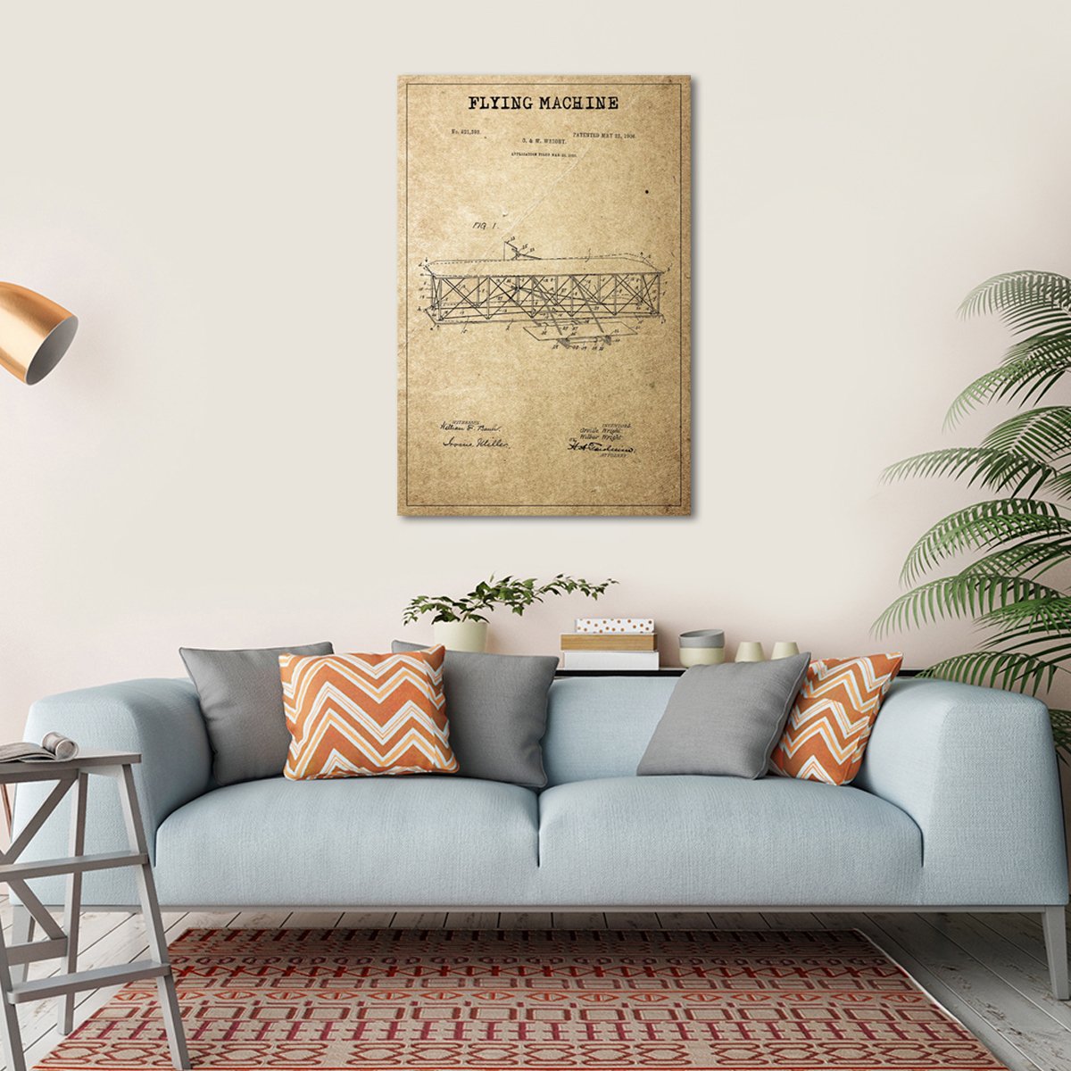 Flying Machine Patent Canvas Wall Art