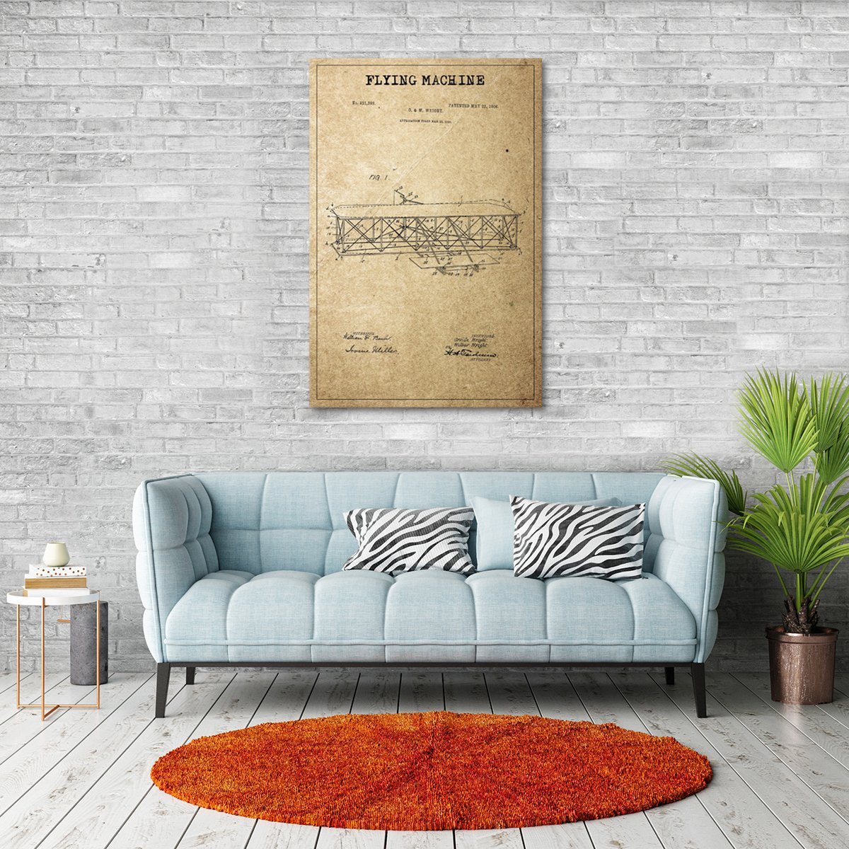 Flying Machine Patent Canvas Wall Art