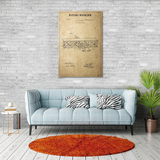 Flying Machine Patent Canvas Wall Art