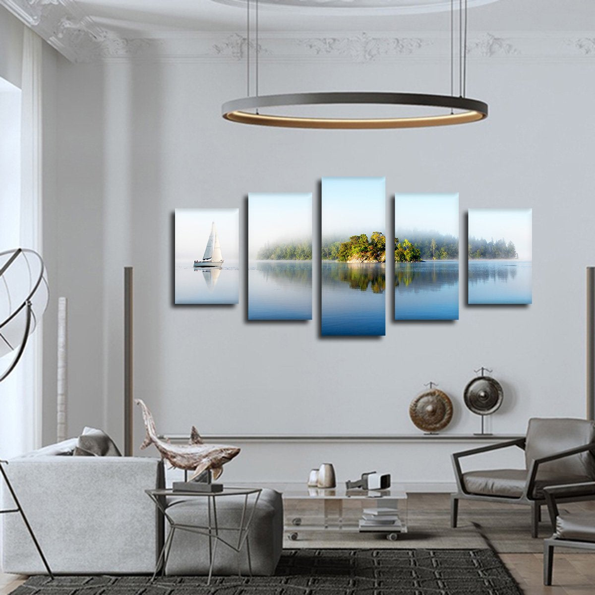 Foggy Island Multi Panel Canvas Wall Art