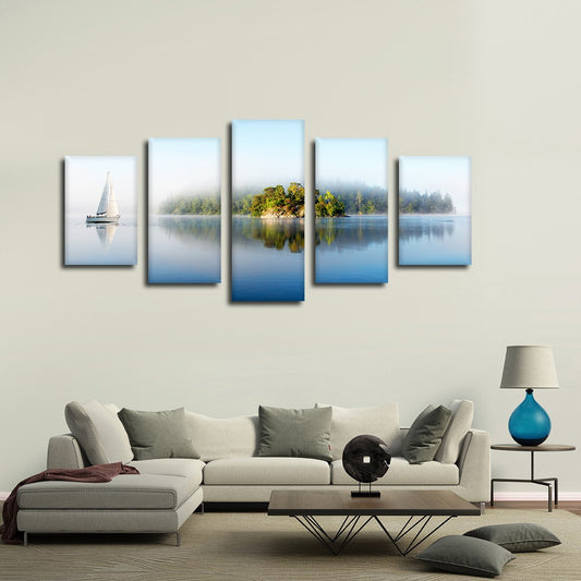 Foggy Island Multi Panel Canvas Wall Art