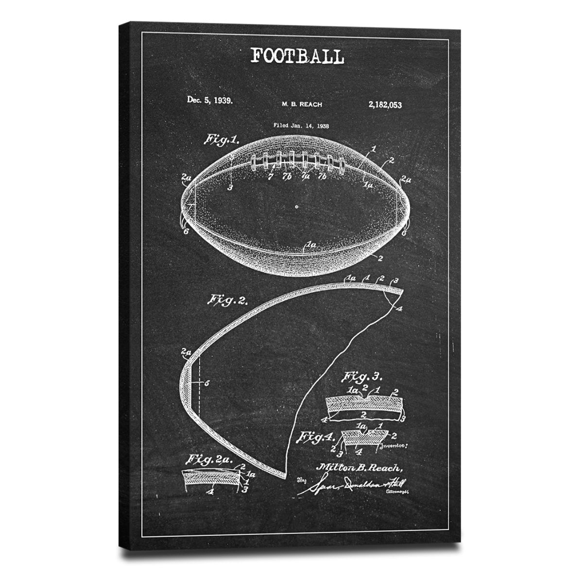 Football 2 Patent BW Canvas Wall Art