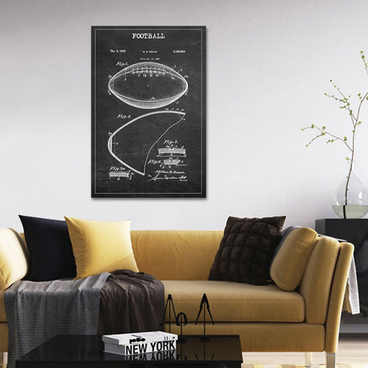 Football 2 Patent BW Canvas Wall Art
