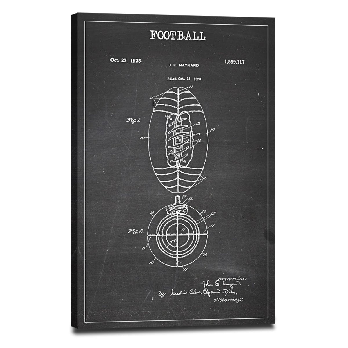 Football Patent BW Canvas Wall Art