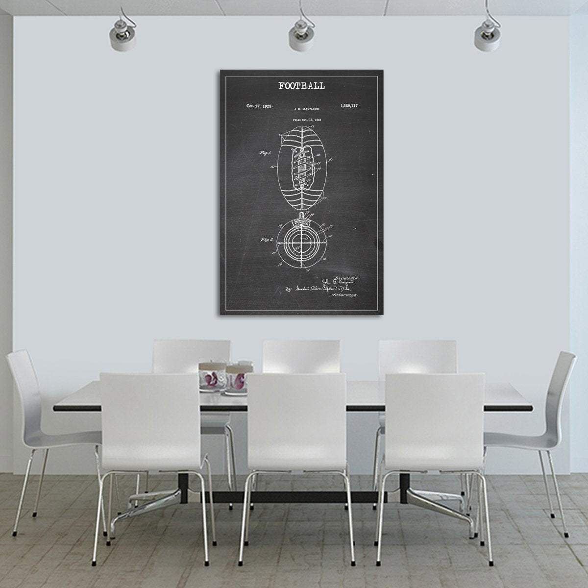Football Patent BW Canvas Wall Art