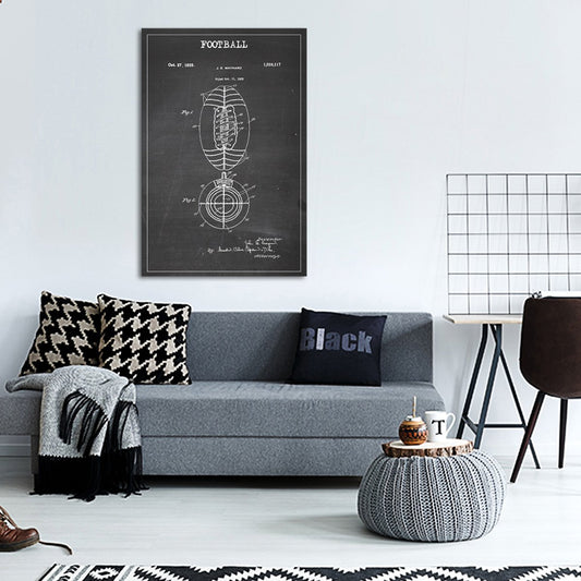 Football Patent BW Canvas Wall Art