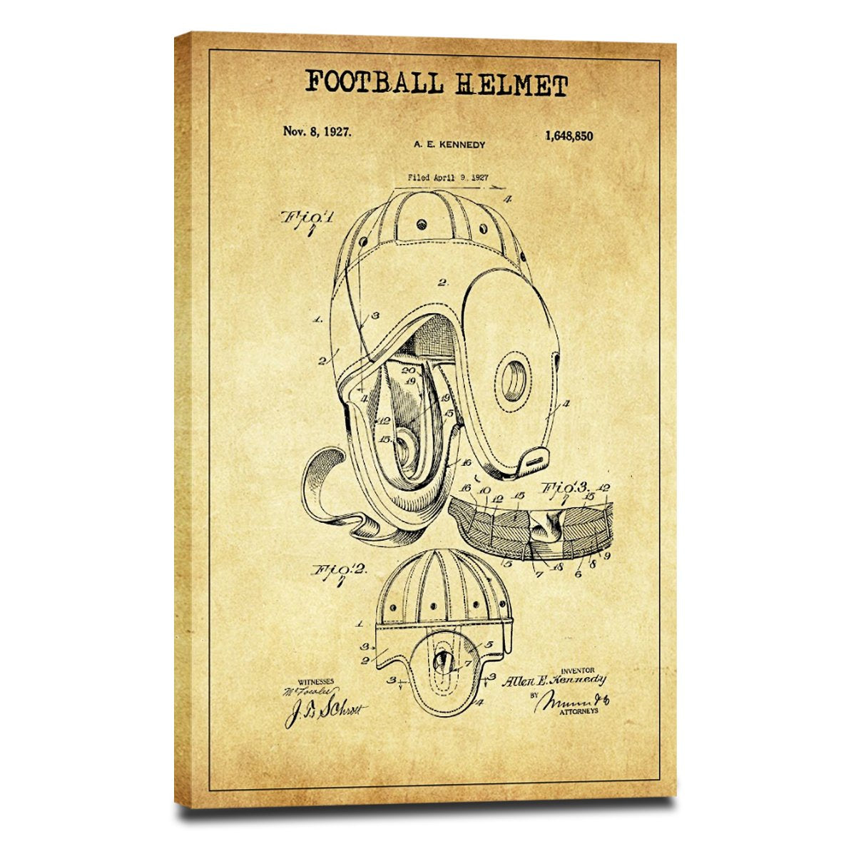 Football Helmet Patent Canvas Wall Art