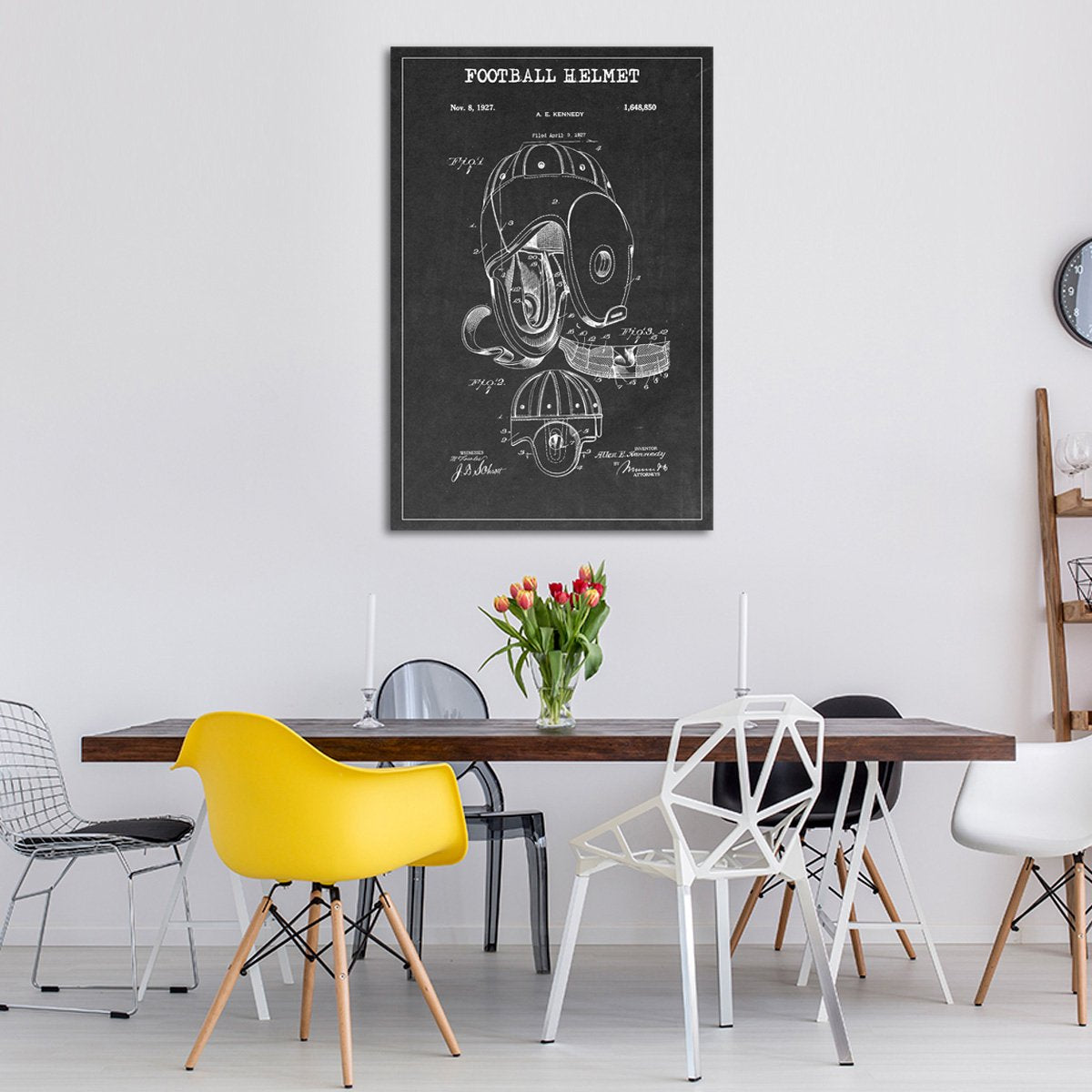 Football Helmet Patent BW Canvas Wall Art