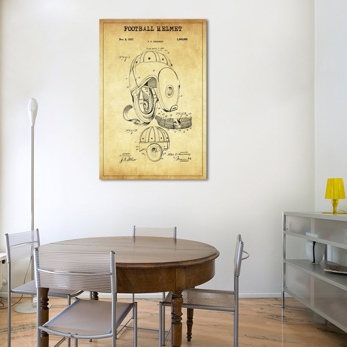 Football Helmet Patent Canvas Wall Art
