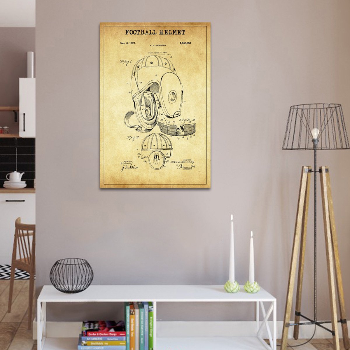 Football Helmet Patent Canvas Wall Art