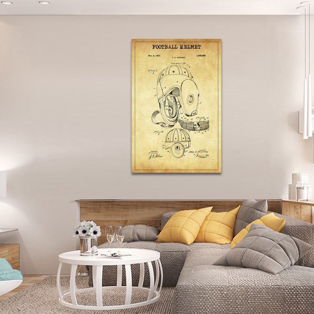 Football Helmet Patent Canvas Wall Art