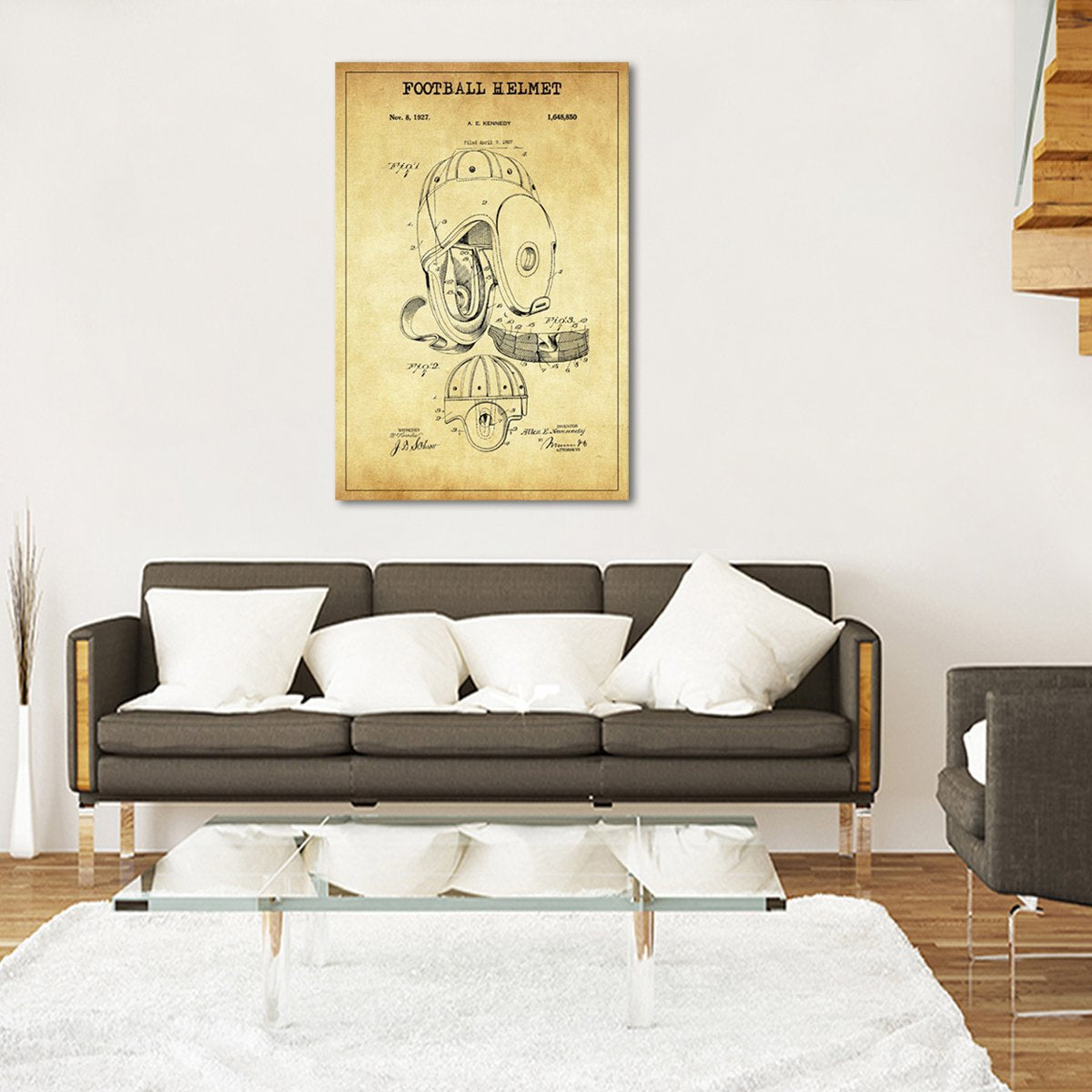 Football Helmet Patent Canvas Wall Art