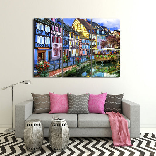 French Village Multi Panel Canvas Wall Art