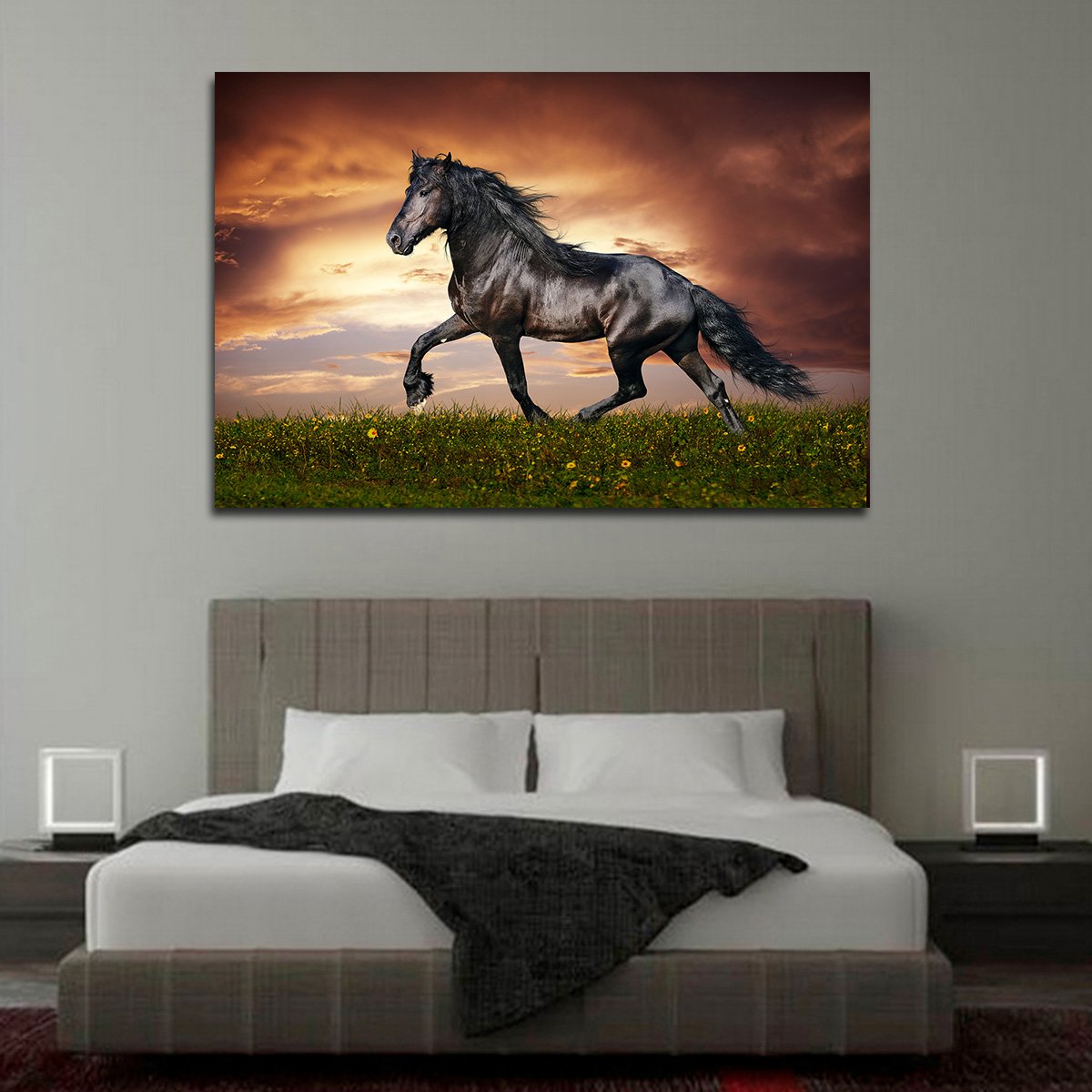 Friesian Horse Multi Panel Canvas Wall Art
