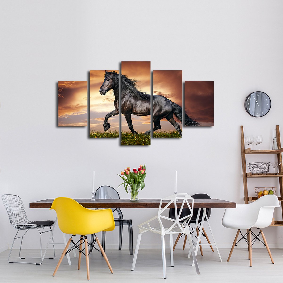 Friesian Horse Multi Panel Canvas Wall Art