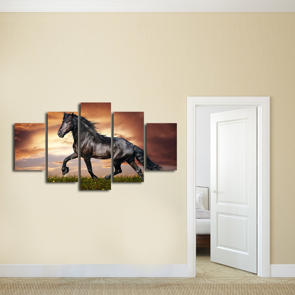 Friesian Horse Multi Panel Canvas Wall Art
