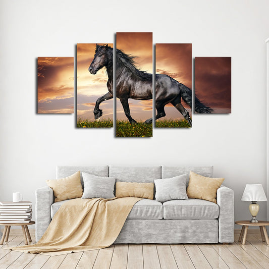 Friesian Horse Multi Panel Canvas Wall Art