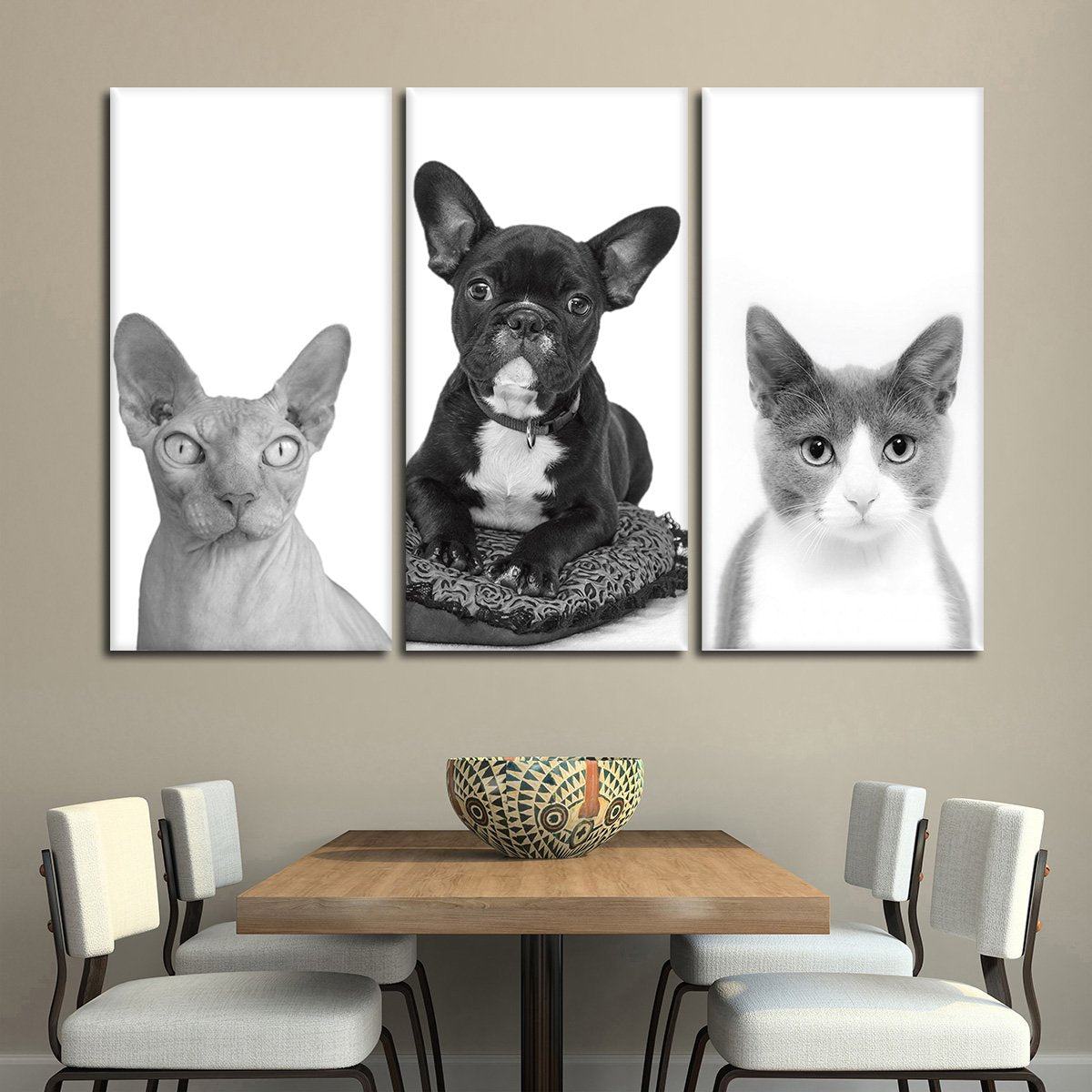 Furry Trio Canvas Set Wall Art
