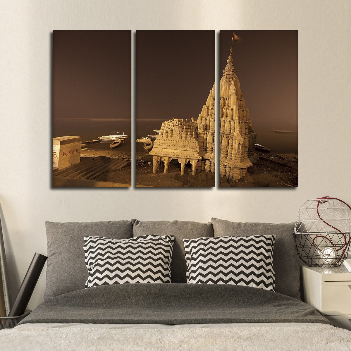 Ganges River At Night Multi Panel Canvas Wall Art