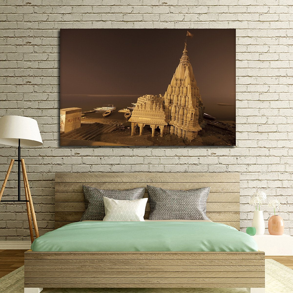 Ganges River At Night Multi Panel Canvas Wall Art